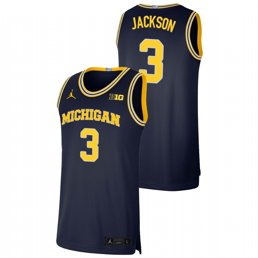 Michigan Wolverines Men's NCAA Zeb Jackson #3 Navy Limited College Basketball Jersey OZW1049RQ
